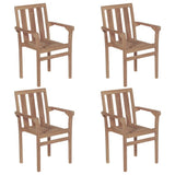 Stackable Garden Chairs with Cushions 4 pcs Solid Teak Wood