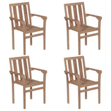 Stackable Garden Chairs with Cushions 4 pcs Solid Teak Wood - Front View
