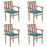 Stackable Garden Chairs with Cushions 4 pcs Solid Teak Wood