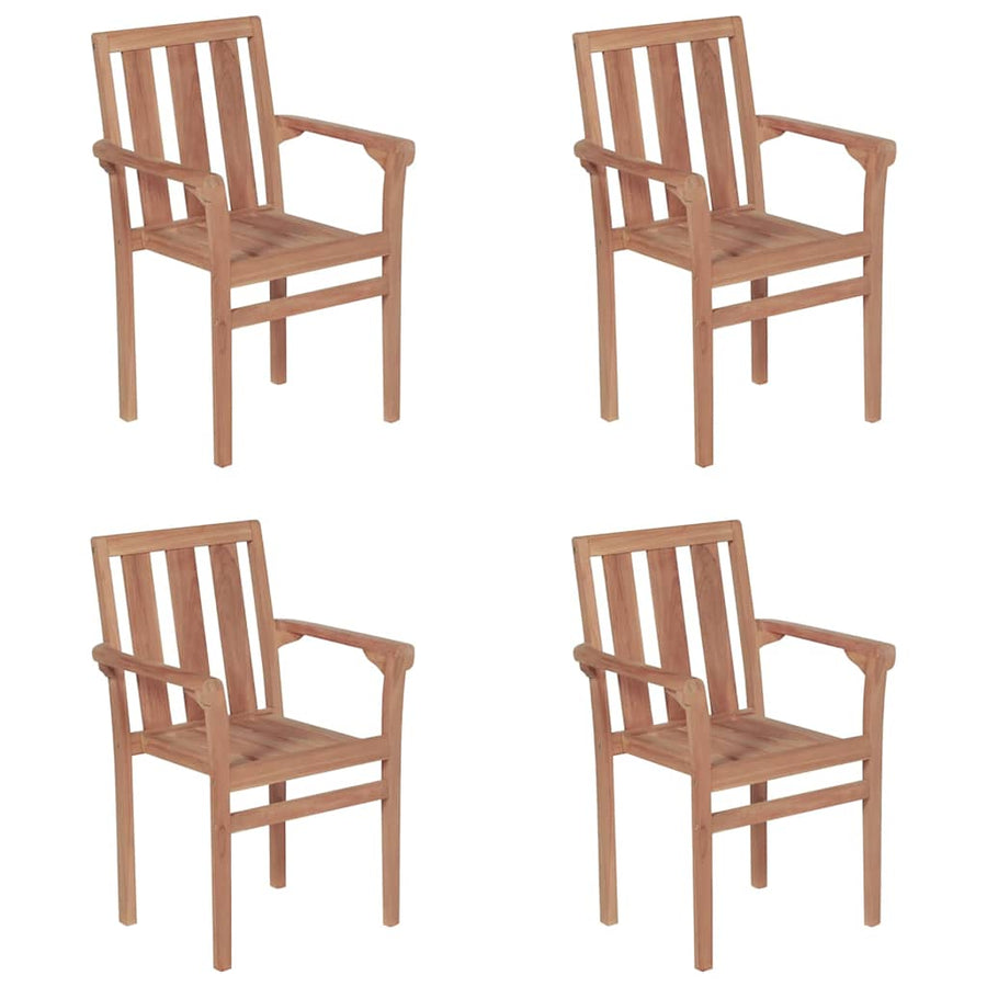 Stackable Garden Chairs with Cushions 4 pcs Solid Teak Wood