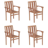 Stackable Garden Chairs with Cushions 4 pcs Solid Teak Wood - Side View