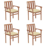 Stackable Garden Chairs with Cushions 4 pcs Solid Teak Wood