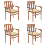 Stackable Garden Chairs with Cushions 4 pcs Solid Teak Wood