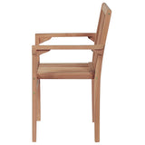 Stackable Garden Chairs with Cushions 4 pcs Solid Teak Wood - Rear View