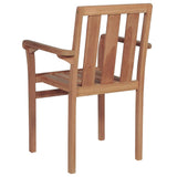 Stackable Garden Chairs with Cushions 4 pcs Solid Teak Wood - Close-Up Angle