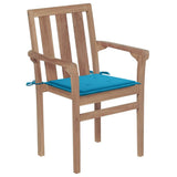 Stackable Garden Chairs with Cushions 6 pcs Solid Teak Wood