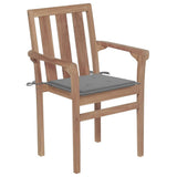 Stackable Garden Chairs with Cushions 8 pcs Solid Teak Wood