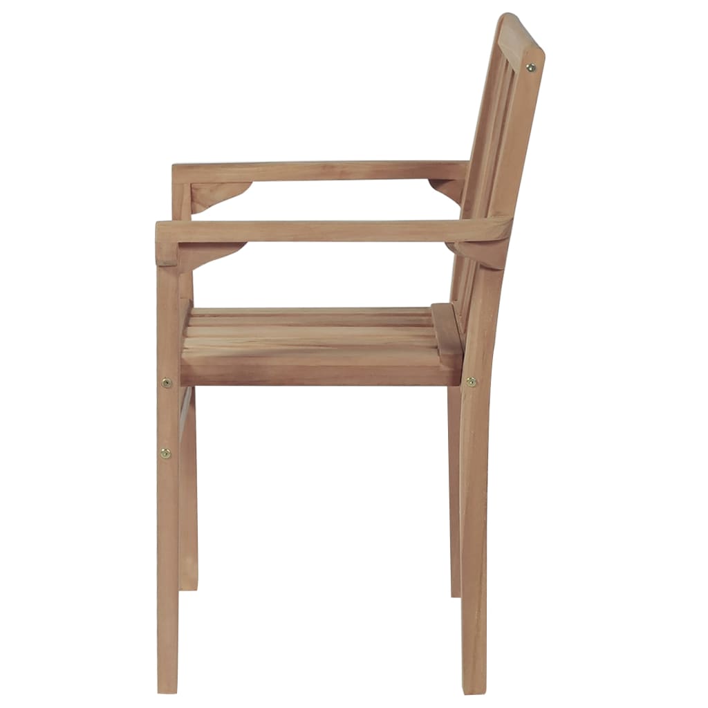 Stackable Garden Chairs with Cushions 8 pcs Solid Teak Wood