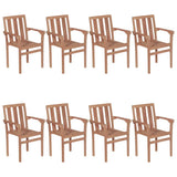 Stackable Garden Chairs with Cushions 8 pcs Solid Teak Wood