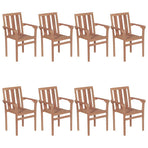 Stackable Garden Chairs with Cushions 8 pcs Solid Teak Wood