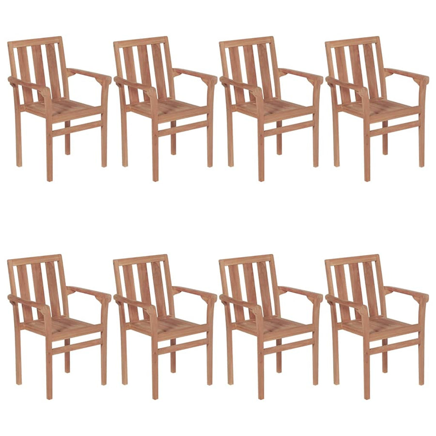Stackable Garden Chairs with Cushions 8 pcs Solid Teak Wood