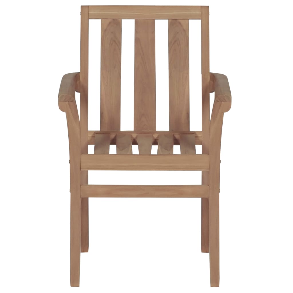 Stackable Garden Chairs with Cushions 8 pcs Solid Teak Wood