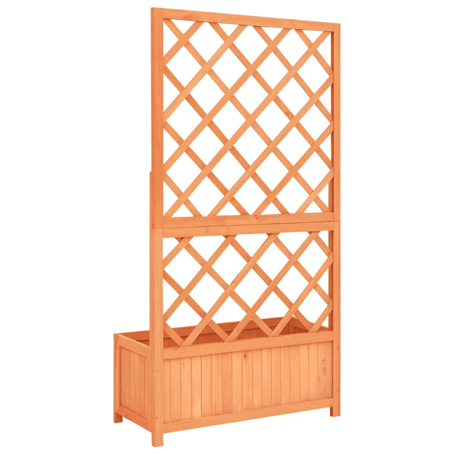 Planter with Trellis Brown 70x30x135 cm Solid Wood Fir