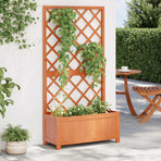 Planter with Trellis Brown 70x30x135 cm Solid Wood Fir