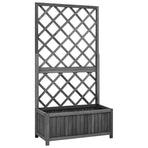 Planter with Trellis Black 70x30x135 cm Solid Wood Fir