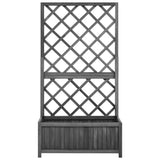 Garden Trellis Planter Black 70x30x135 cm Solid Firwood - Front View