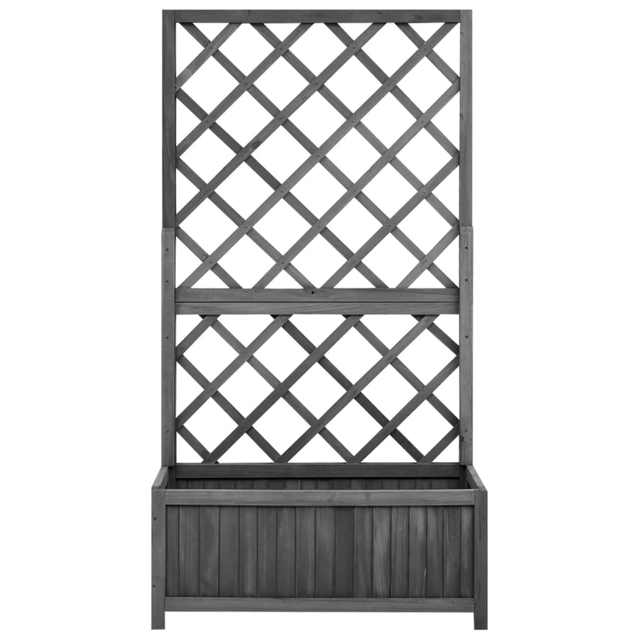 Planter with Trellis Black 70x30x135 cm Solid Wood Fir