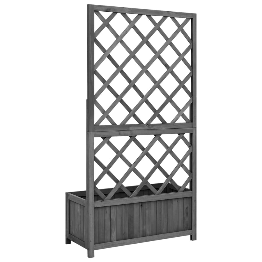 Planter with Trellis Black 70x30x135 cm Solid Wood Fir