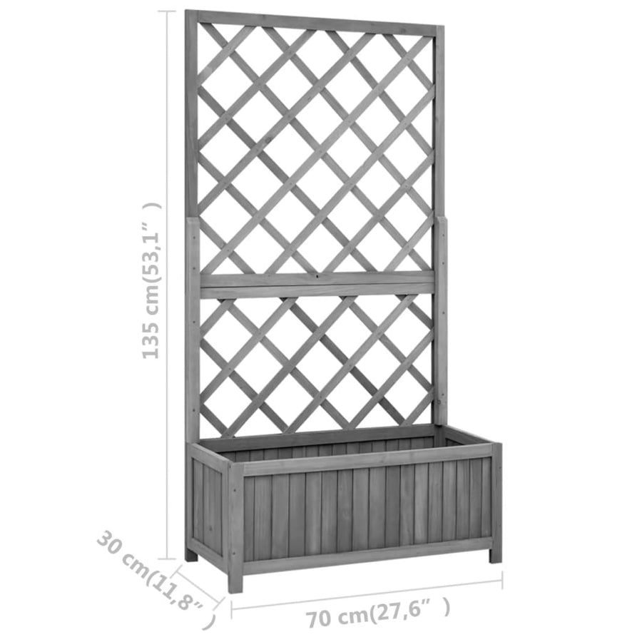 Planter with Trellis Black 70x30x135 cm Solid Wood Fir