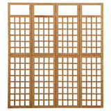 4-Panel Room Divider/Trellis Solid Fir Wood 161x180 cm - Front View