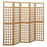 5-Panel Room Divider/Trellis Solid Fir Wood 201.5x180 cm