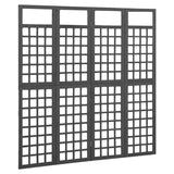 4-Panel Room Divider/Trellis Solid Fir Wood Black 161x180 cm - Front View