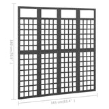 4-Panel Room Divider/Trellis Solid Fir Wood Black 161x180 cm - Rear View