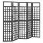 5-Panel Room Divider/Trellis Solid Fir Wood Black 201.5x180 cm