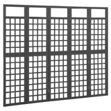 5-Panel Room Divider/Trellis Solid Fir Wood Black 201.5x180 cm - Front View