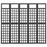 5-Panel Room Divider/Trellis Solid Fir Wood Black 201.5x180 cm