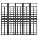 5-Panel Room Divider/Trellis Solid Fir Wood Black 201.5x180 cm - Side View