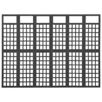 6-Panel Room Divider/Trellis Solid Fir Wood Black 242.5x180 cm