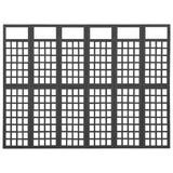 6-Panel Room Divider/Trellis Solid Fir Wood Black 242.5x180 cm - Side View
