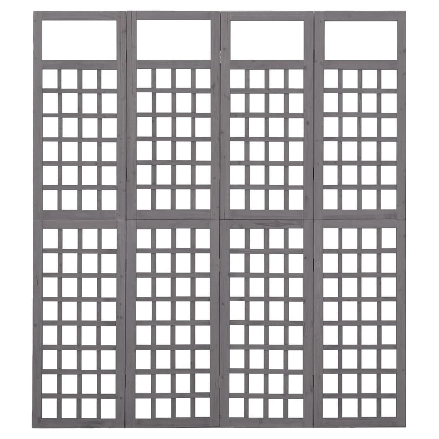 4-Panel Room Divider/Trellis Solid Fir Wood Grey 161x180 cm