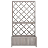 Garden Trellis Planter Grey 70x30x135 cm Solid Firwood - Front View