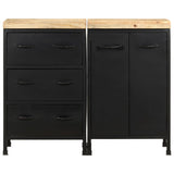 Sideboard with 3 Drawers and 2 Doors Rough Mango Wood - Front View