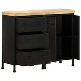 Sideboard with 3 Drawers and 2 Doors Rough Mango Wood - Side View