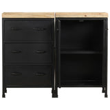 Sideboard with 3 Drawers and 2 Doors Rough Mango Wood - Top-Down View