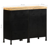 Sideboard with 3 Drawers and 2 Doors Rough Mango Wood - Low Angle