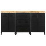 Sideboard with 3 Drawers and 4 Doors Rough Mango Wood - Front View