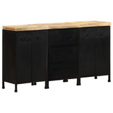 Sideboard with 3 Drawers and 4 Doors Rough Mango Wood - Extra Image