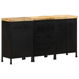 Sideboard with 3 Drawers and 4 Doors Rough Mango Wood - Extra Image