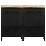 Sideboard with 6 Drawers Rough Mango Wood - Front View