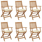 Folding Chairs 6 pcs with Cushions Solid Acacia Wood