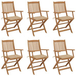 Folding Chairs 6 pcs with Cushions Solid Acacia Wood