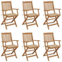 Folding Chairs 6 pcs with Cushions Solid Acacia Wood