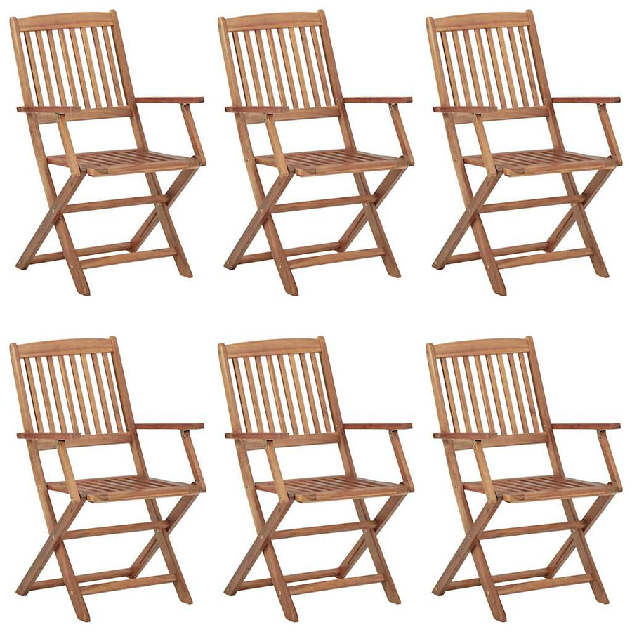Folding Chairs 6 pcs with Cushions Solid Acacia Wood