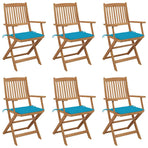 Folding Chairs 6 pcs with Cushions Solid Acacia Wood