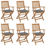 Folding Chairs 6 pcs with Cushions Solid Acacia Wood