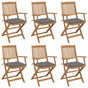 Folding Chairs 6 pcs with Cushions Solid Acacia Wood